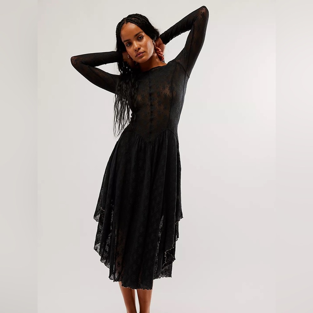 Free People NWOT Dial for Drama Slip XS Black